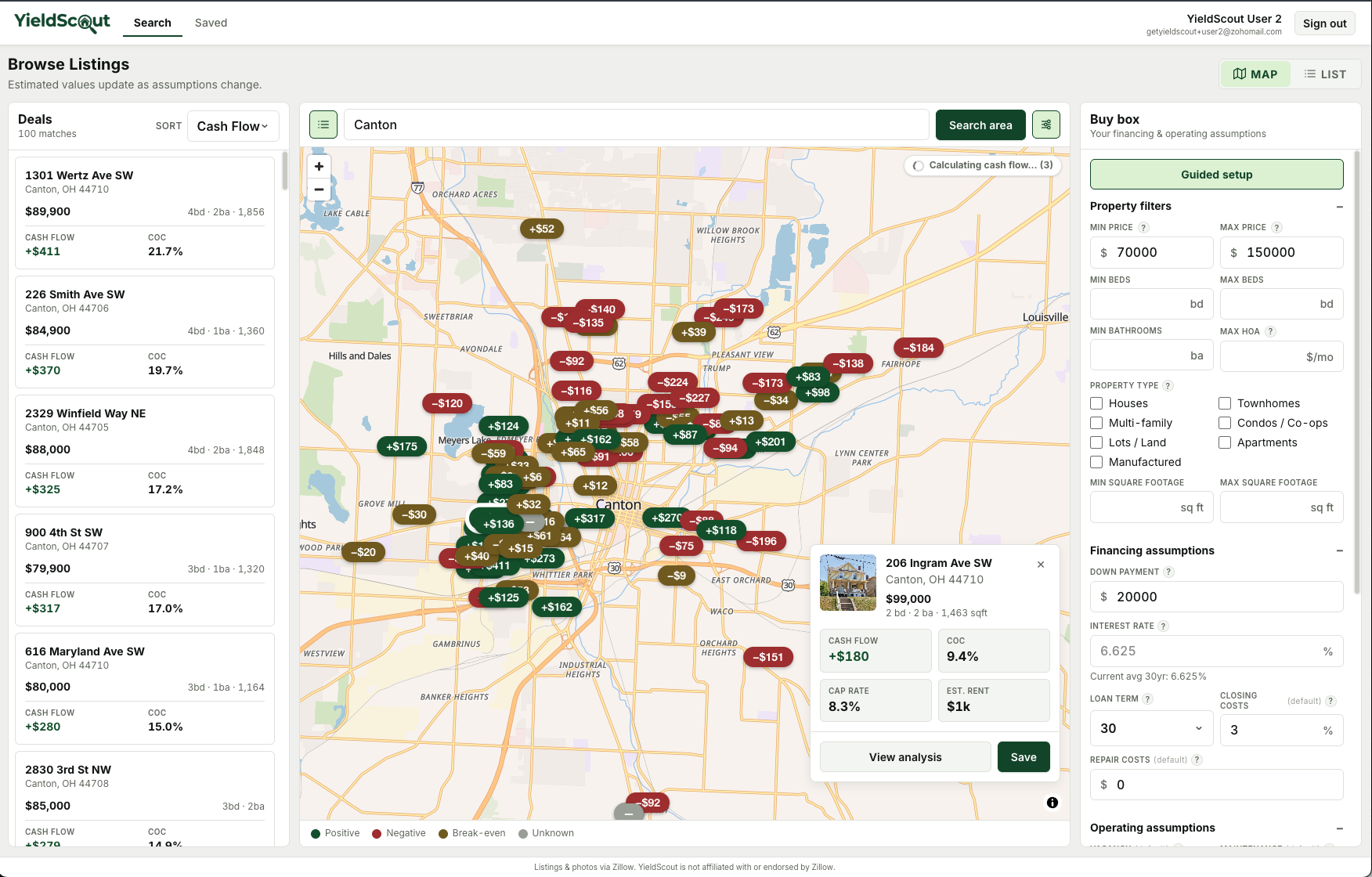 YieldScout deal-discovery map